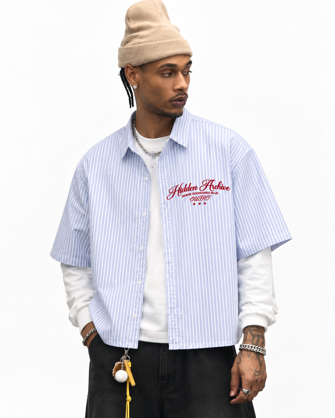 Hidden Archive Blue Striped Boxy Shirt