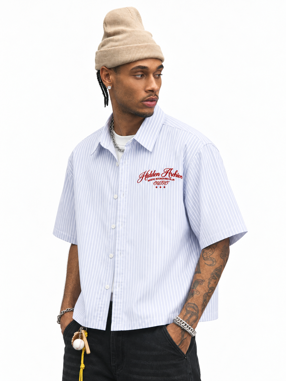Hidden Archive Blue Striped Boxy Shirt