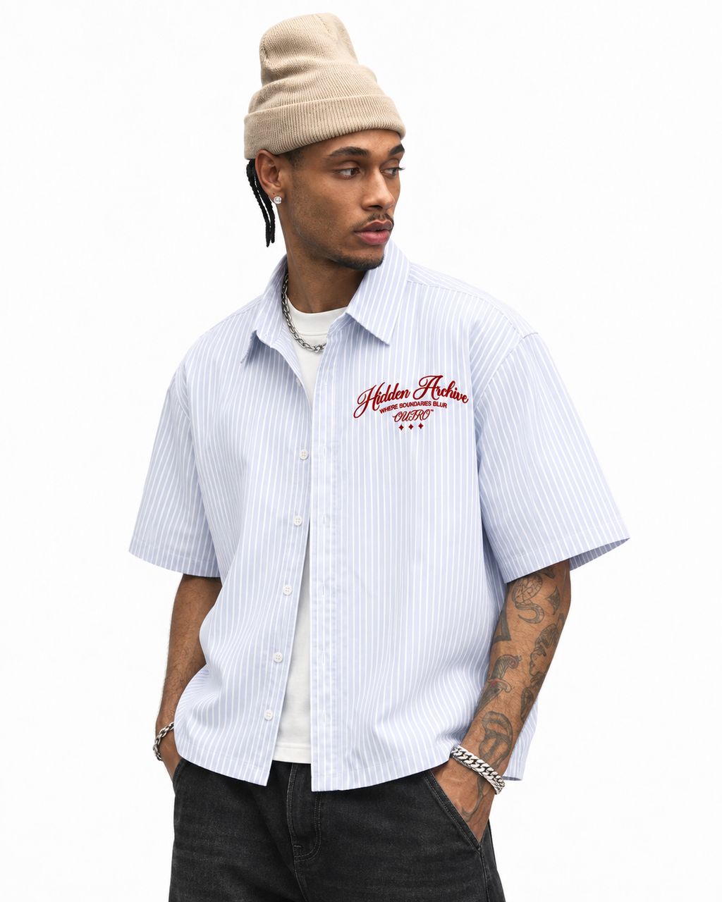 Hidden Archive Blue Striped Boxy Shirt