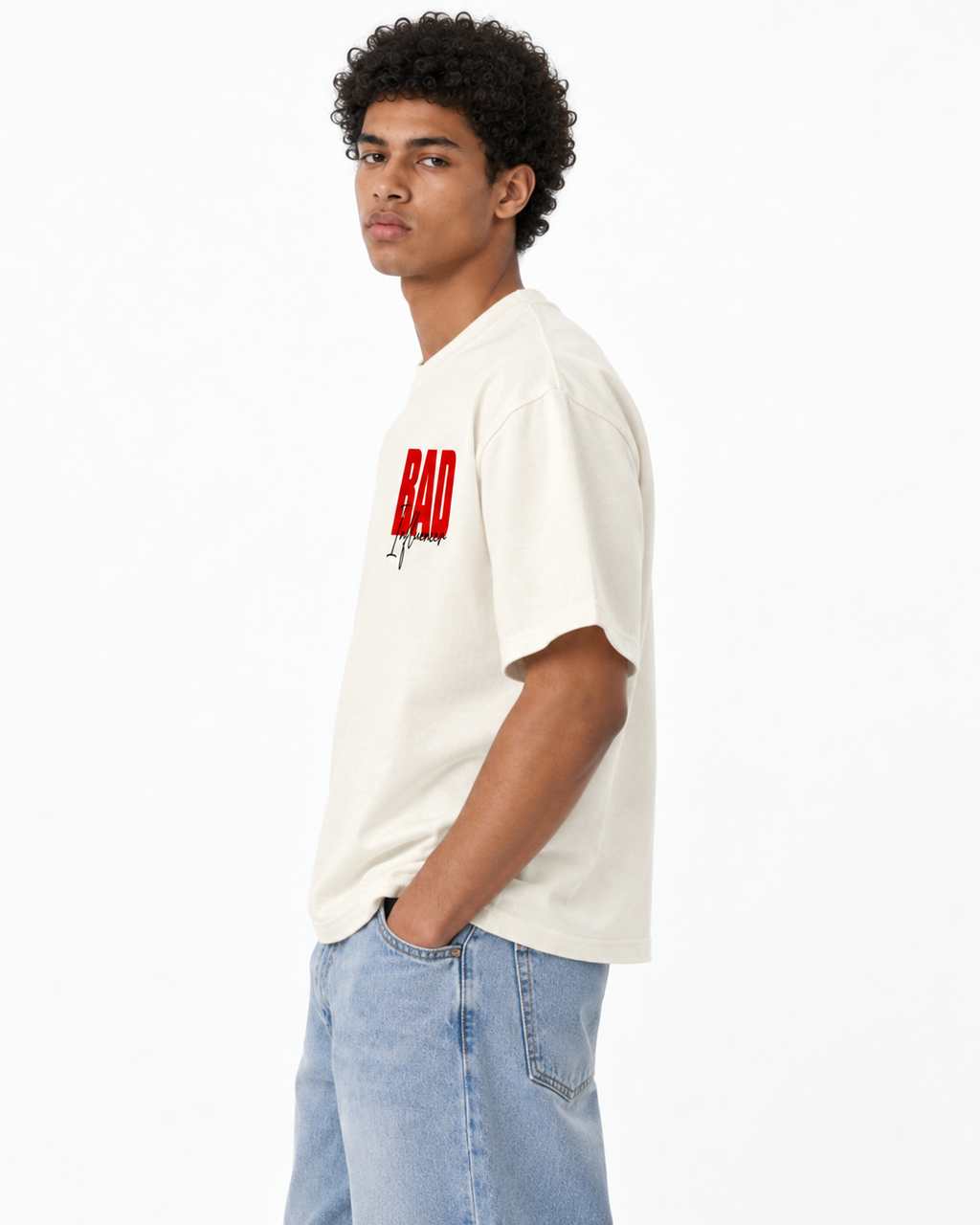 Bad Influence Off-White Boxy T-Shirt
