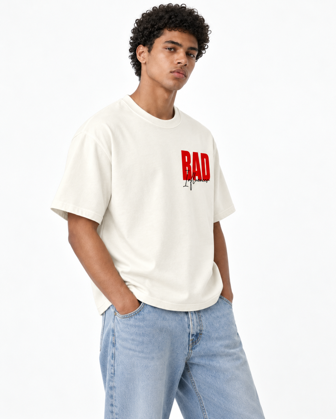 Bad Influence Off-White Boxy T-Shirt