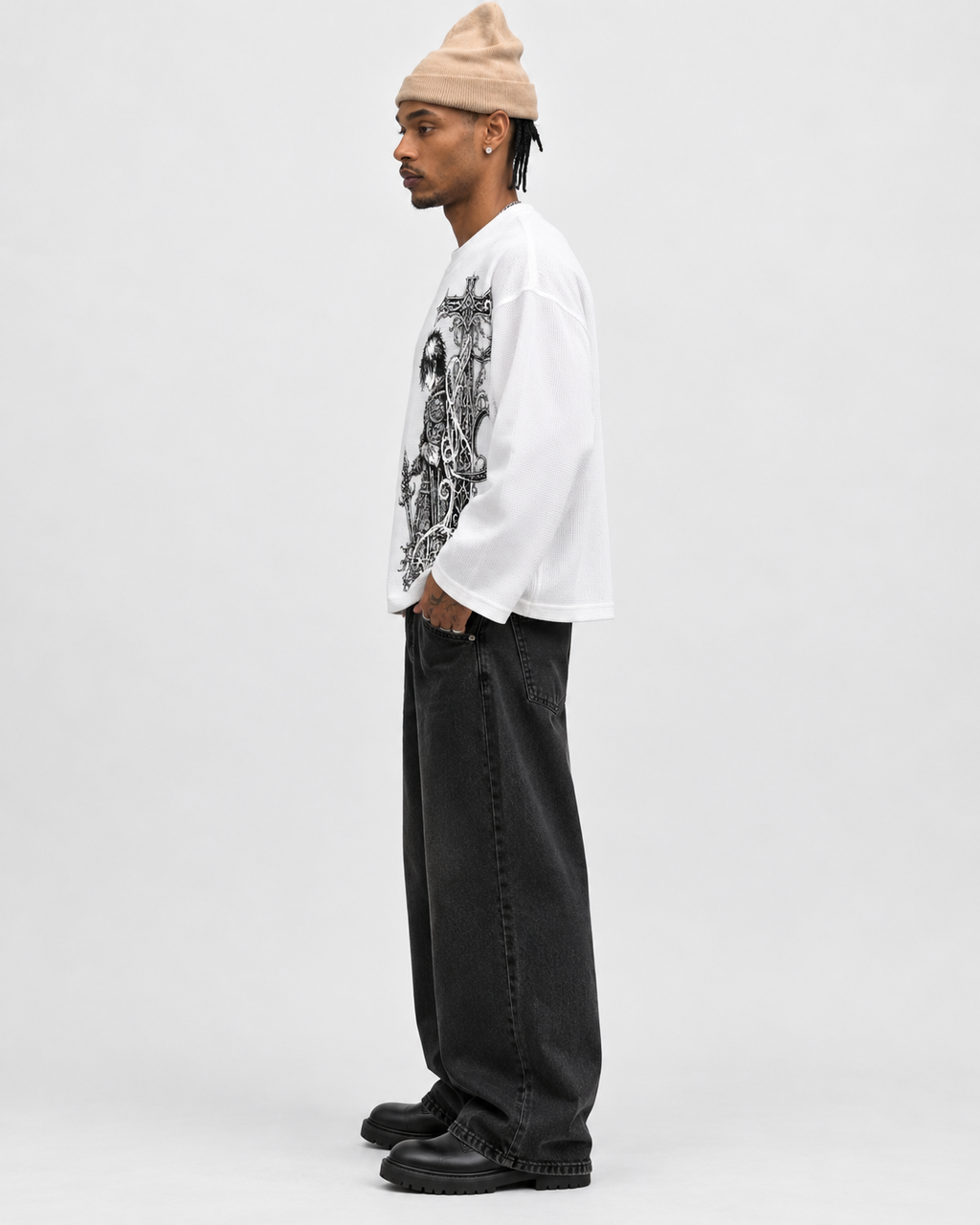 Fallen Knight White Waffle Tee