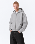 Grey Dual Zip Boxy Hoodie
