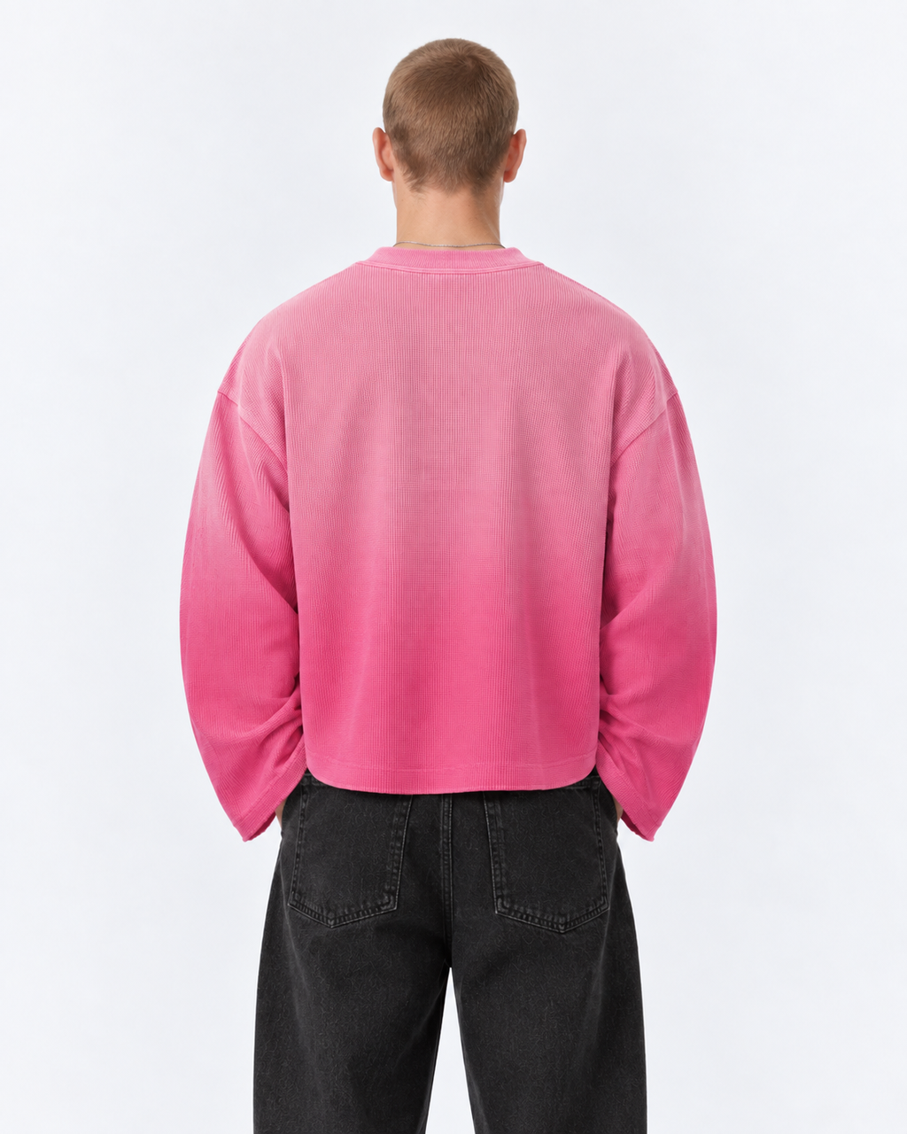 Unforgettable Pink Ombré Waffle Boxy Tee