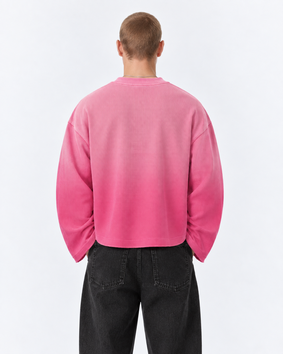 Unforgettable Pink Ombré Waffle Boxy Tee