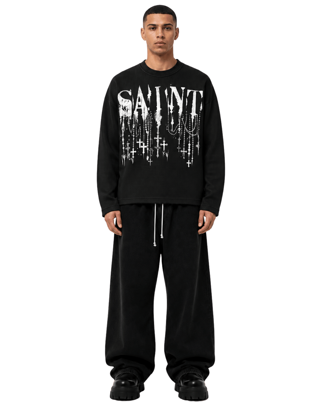 Saint Relic Black Waffle Tee