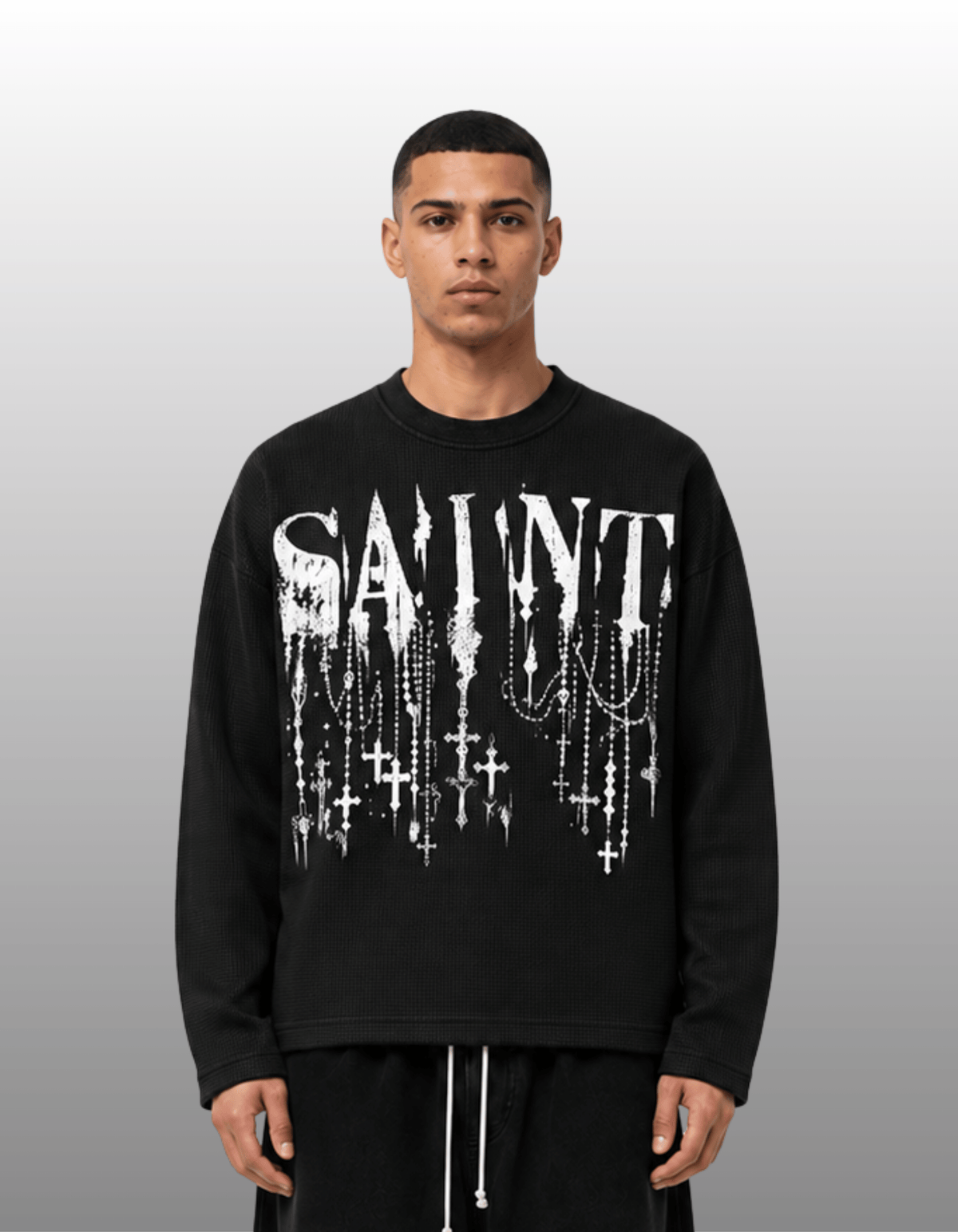 Saint Relic Black Waffle Tee
