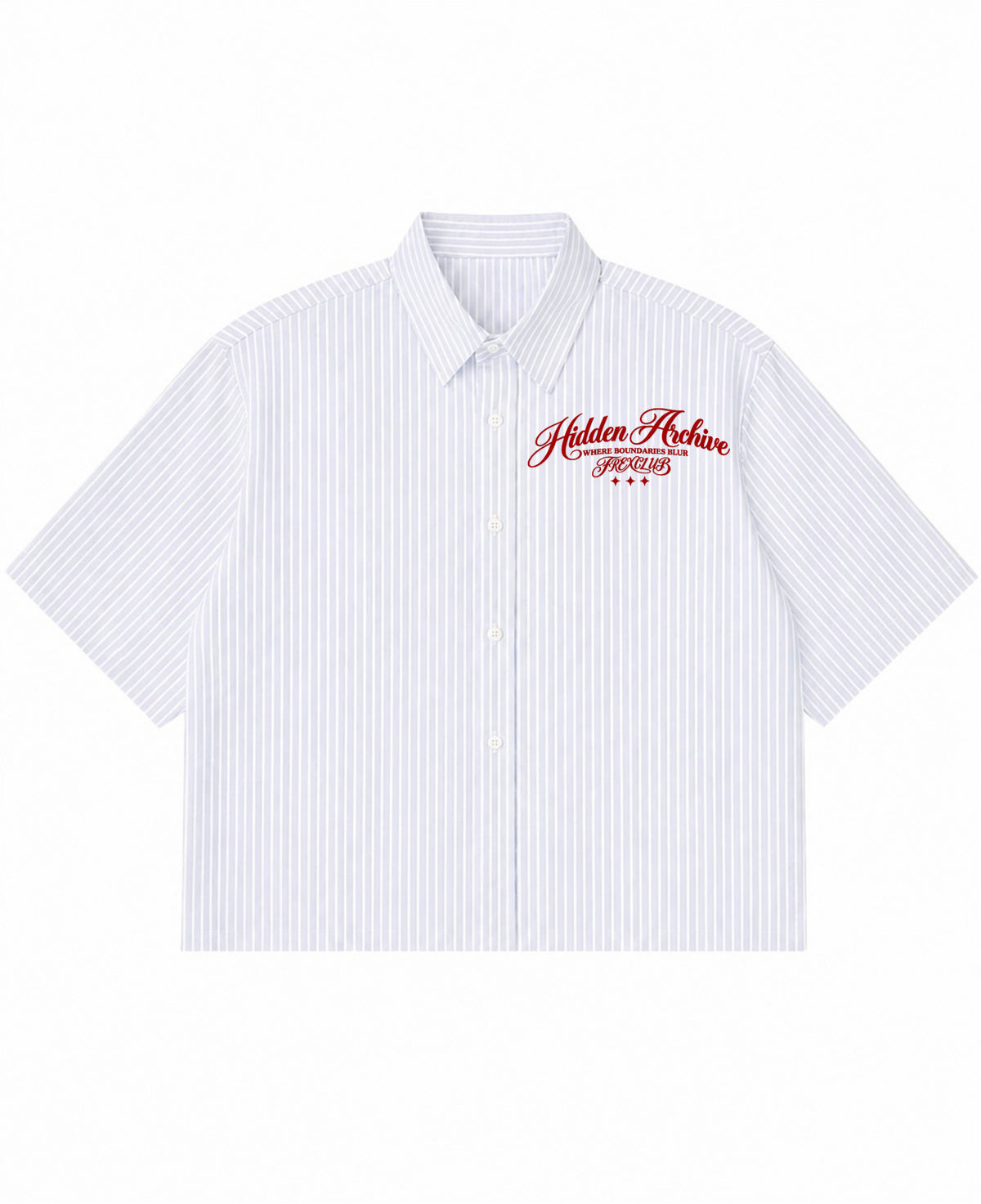 Blue Striped Oxford Boxy Shirt Front Design